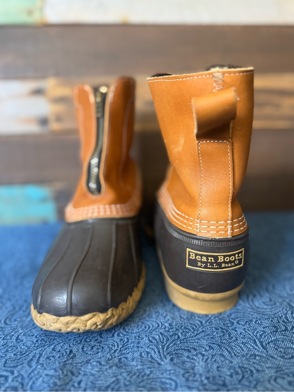 L.L. Bean Boots Front Zip Duck Boots Made in Maine | Size Men 9 Brown Tan